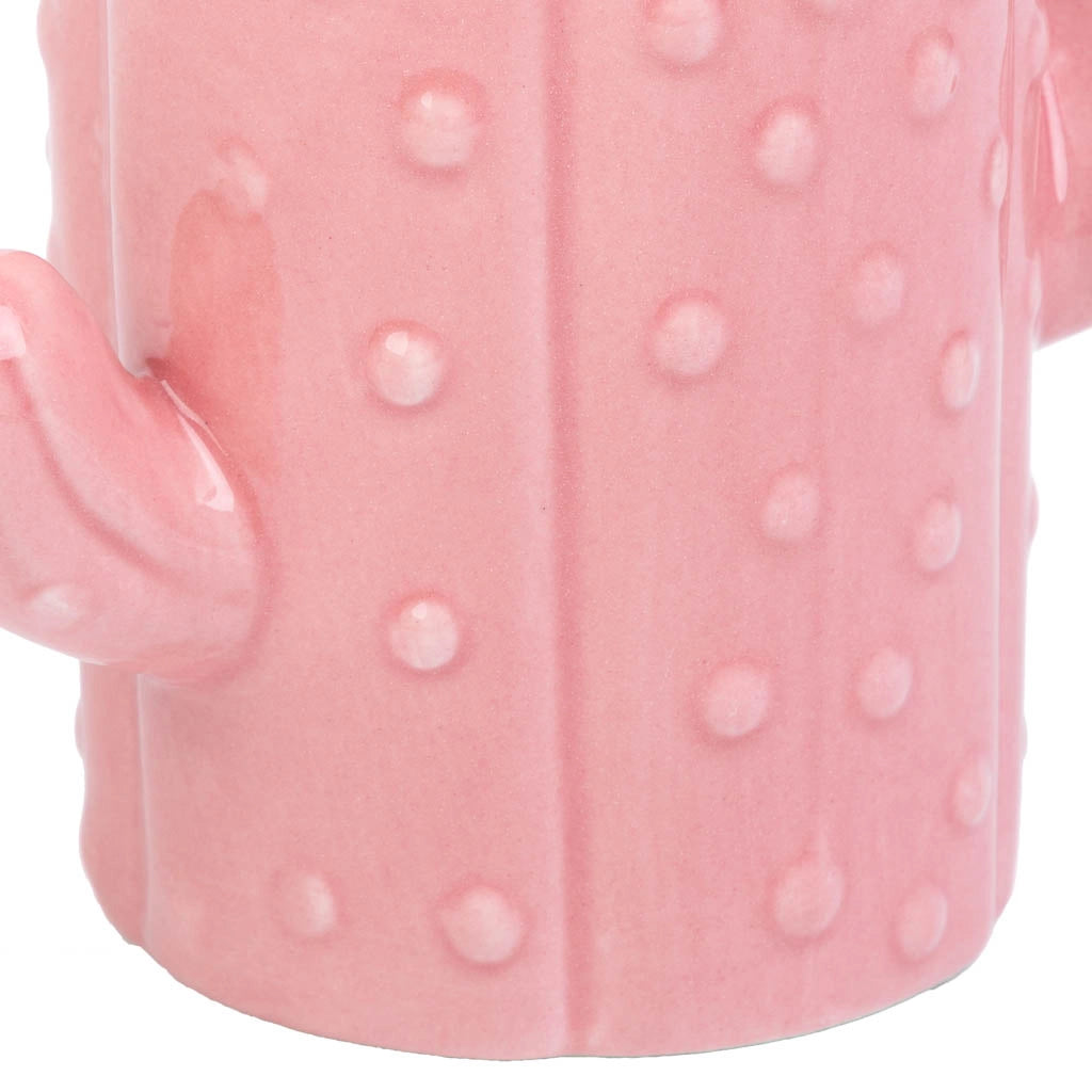 Portapenne cactus in ceramica rosa 13,5x7,8x11h