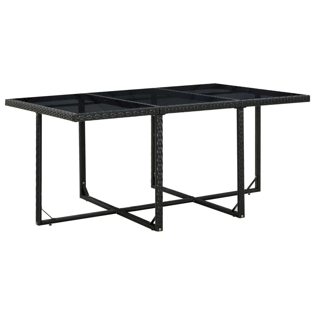 Set di mobili da giardino mobili da esterno 11 pezzi con cuscini resina intrecciata nera 02_0015453
