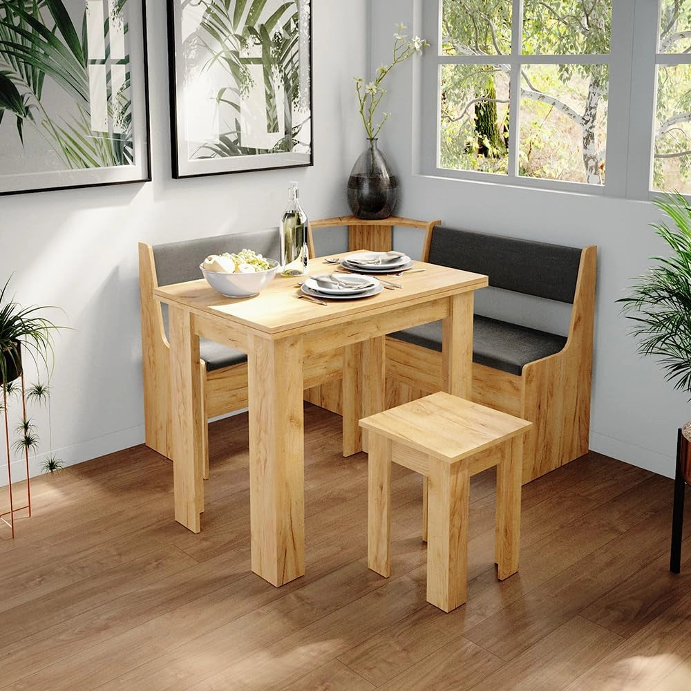 Panca ad angolo Roman, Quercia dorata, 76.6 x 41.5 cm, adatto per il posizionamento ad angolo in cucine e sale da pranzo