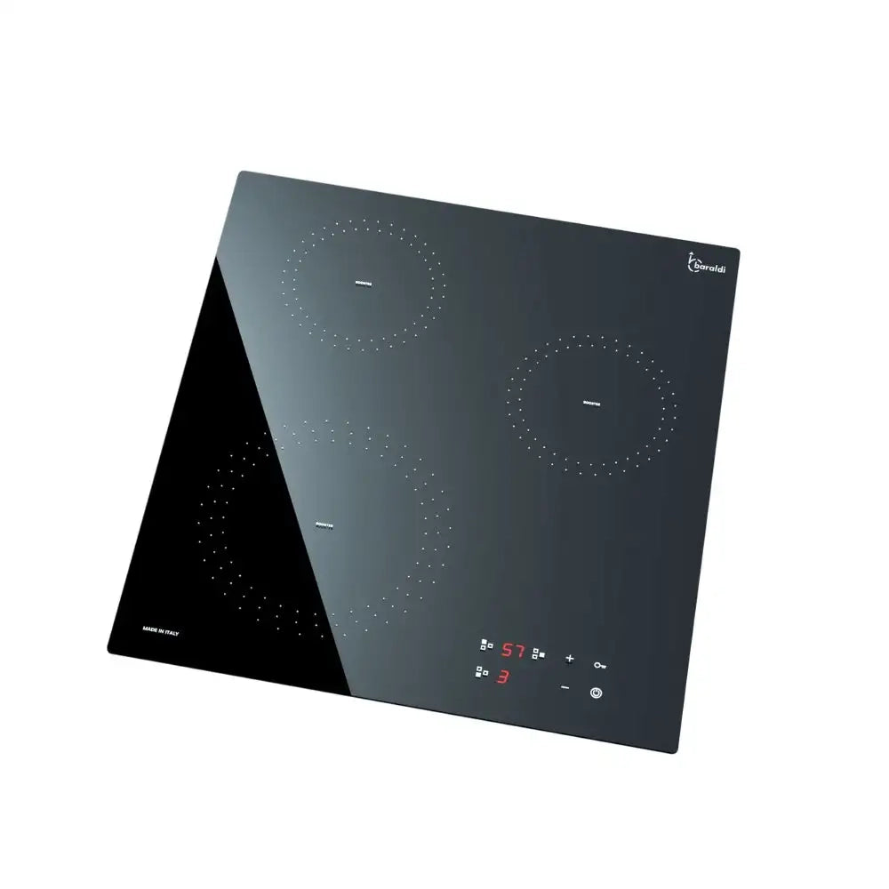 TRIO -  Piano a induzione vetro ceramico nero cm 45 - 3 zone - vetro nero