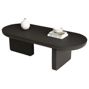 Tavolino da caffè con piano ovale e 2 gambe per soggiorno in MDF 119.7×49.8×35.5 cm nero