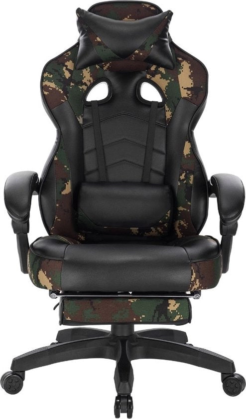 Sedia Gamer Ergonomica per Bambini e Adulti - Telaio in Legno - Camouflage - 70x70x125 cm