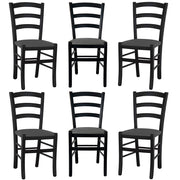 Sedia da sala da pranzo legno venezia nero sedile imbottito grigio antracite x 6