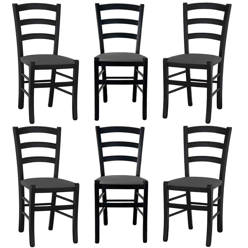Sedia da sala da pranzo legno venezia nero sedile imbottito grigio antracite x 6