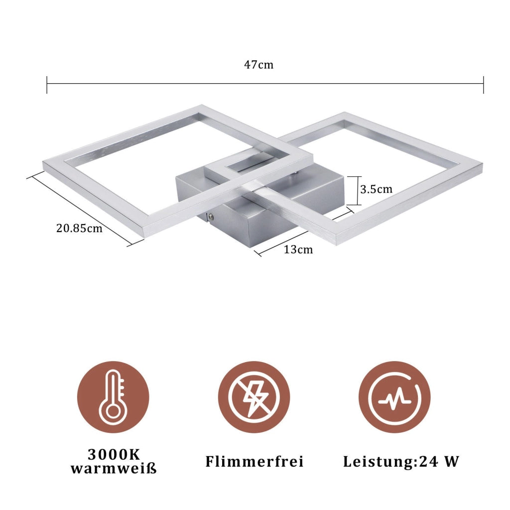 ZMH Lampada da soffitto plafoniera LED moderna argento 24W per camera letto soggiorno