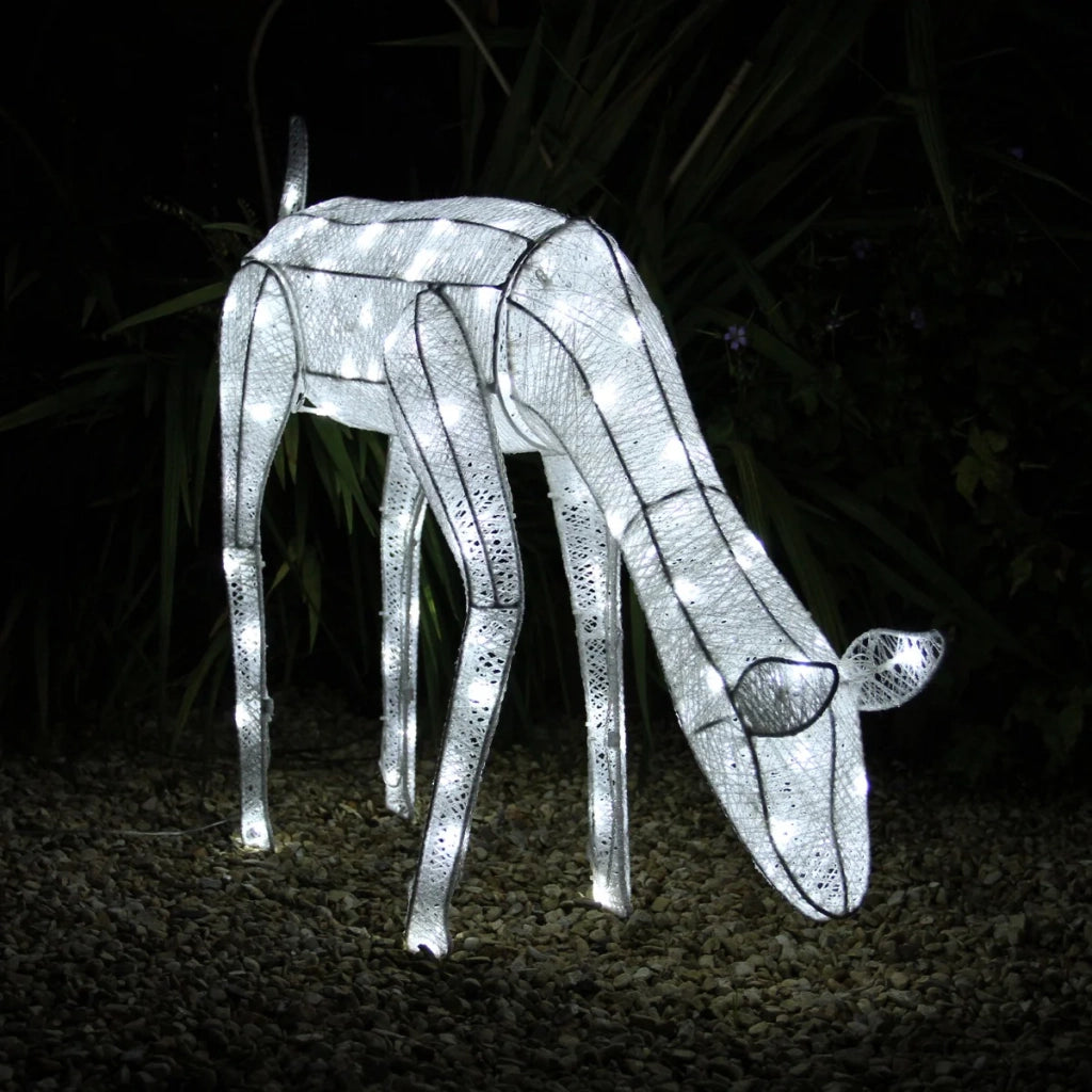 Renne di Babbo Natale & Pupazzo di Neve Luminoso Decorazione da Esterno per la Casa Luci LED per Giardino - Bianco