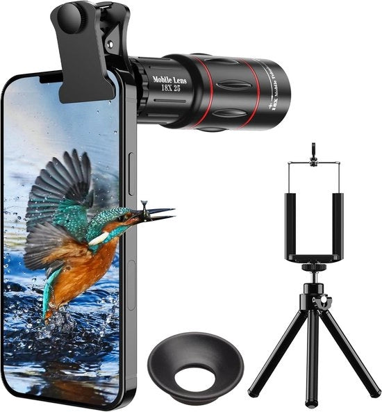 Teleobiettivo 8X, Telefotocamera con Stativo, Adattatore per Smartphone compatibile con Android e iPhone, per la maggior parte dei dispositivi mobili
