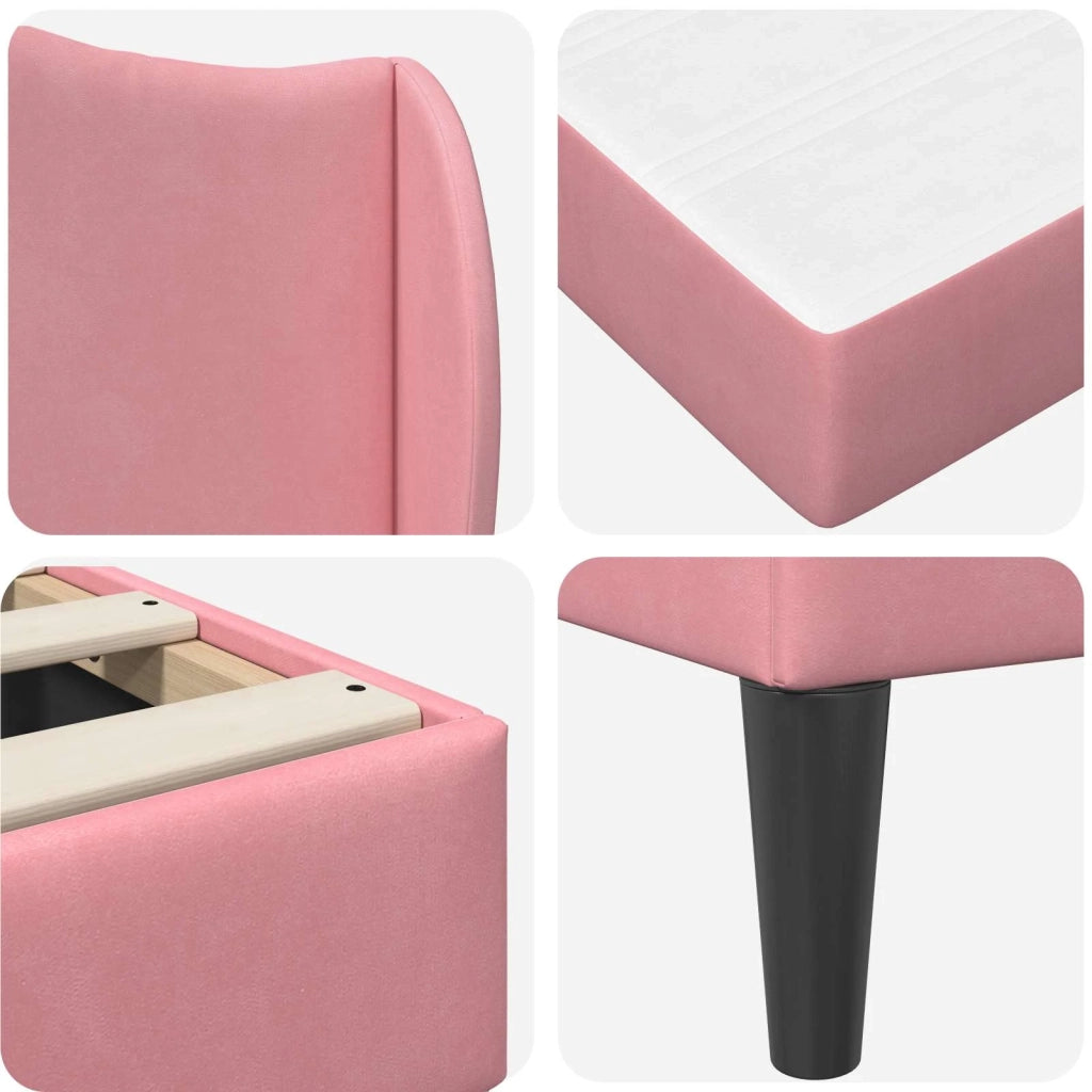 Struttura del letto con testiera Rosa 90 x 200 cm Velluto