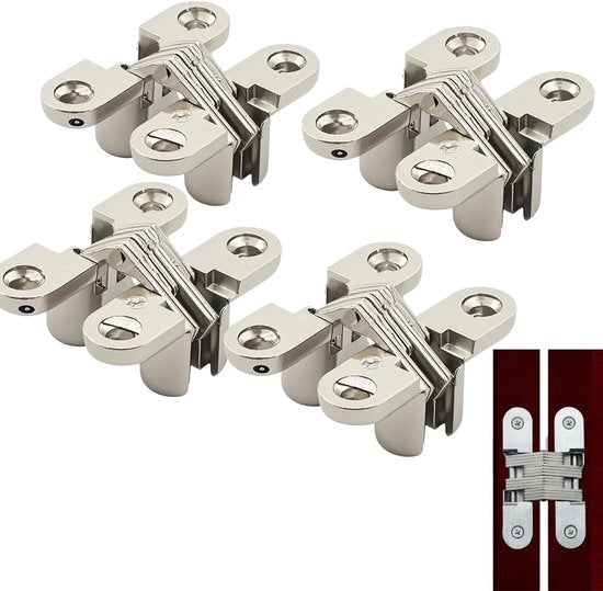 Scharniere Verghiacciabili 4 Pezzi - Raccordo a Zinghera - Meccanismo di Regolazione - Porte di Mobili/Porte in Legno - Ambientalmente Piu' Sostenibile - 43mm x 17mm x 17.6mm - Scharniere per Mobili