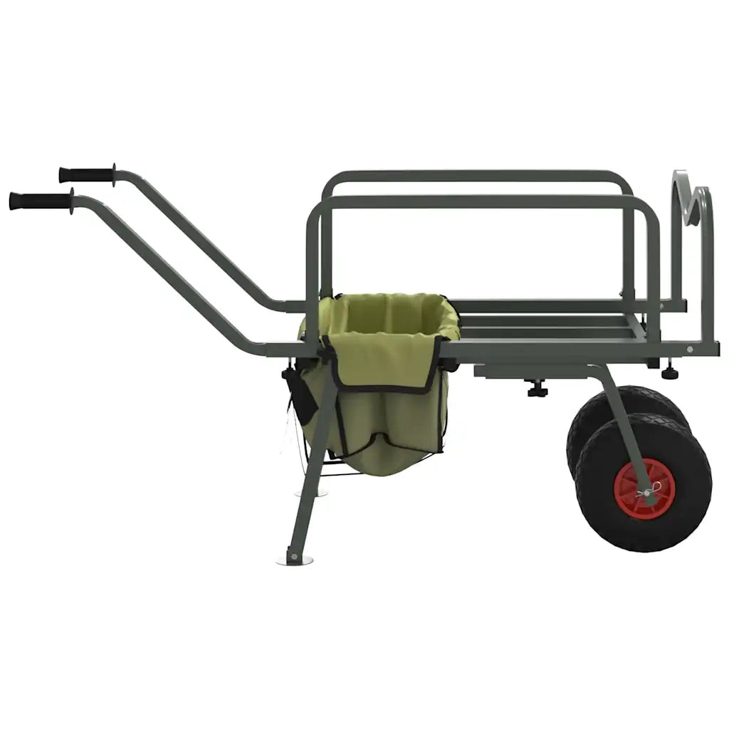 Carrello da Pesca Verde con 2Ruote Acciaio Verniciato a Polvere 94870