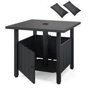 Tavolino da esterno 55,5 x 55,5 x 48 cm con foro per ombrellone e sacchi di sabbia stile rustico lega di zinco-ferro nero 20_0013872