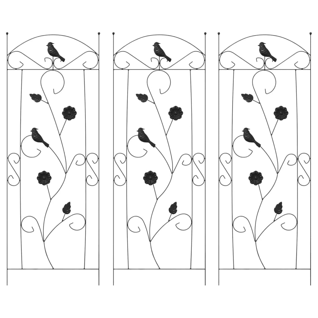 Recinzione per Giardino 3 pcs Nero 110 x 40 cm Acciaio