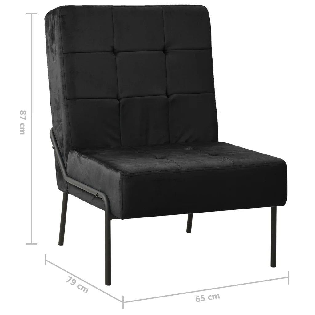 Poltrona Relax | Sedia Relax 65x79x87 cm Nera in Velluto