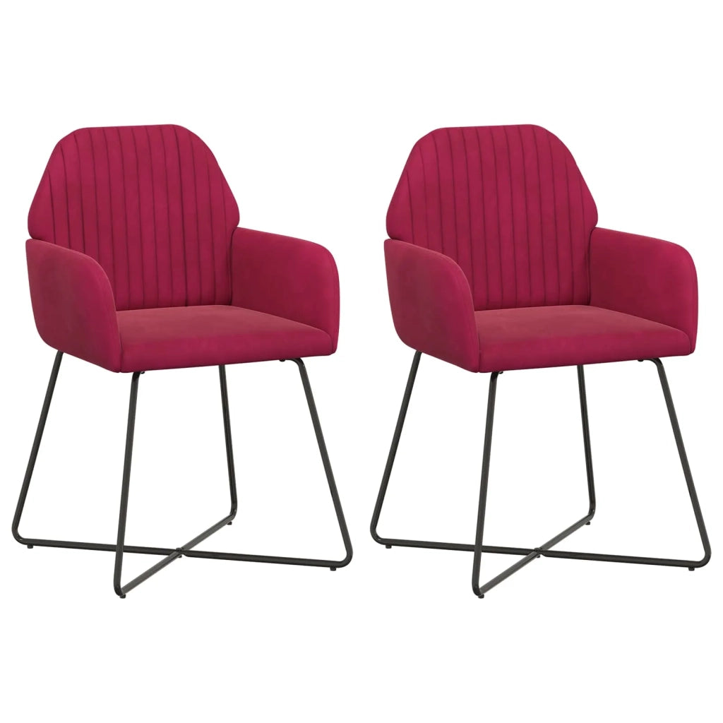 Sedie da pranzo 2 pz Velluto Rosso Vino 55 x 50 x 84 cm 42034370