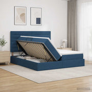 Letto con Contenitore con testiera Blu 180 x 200 cm Tessuto 3459782