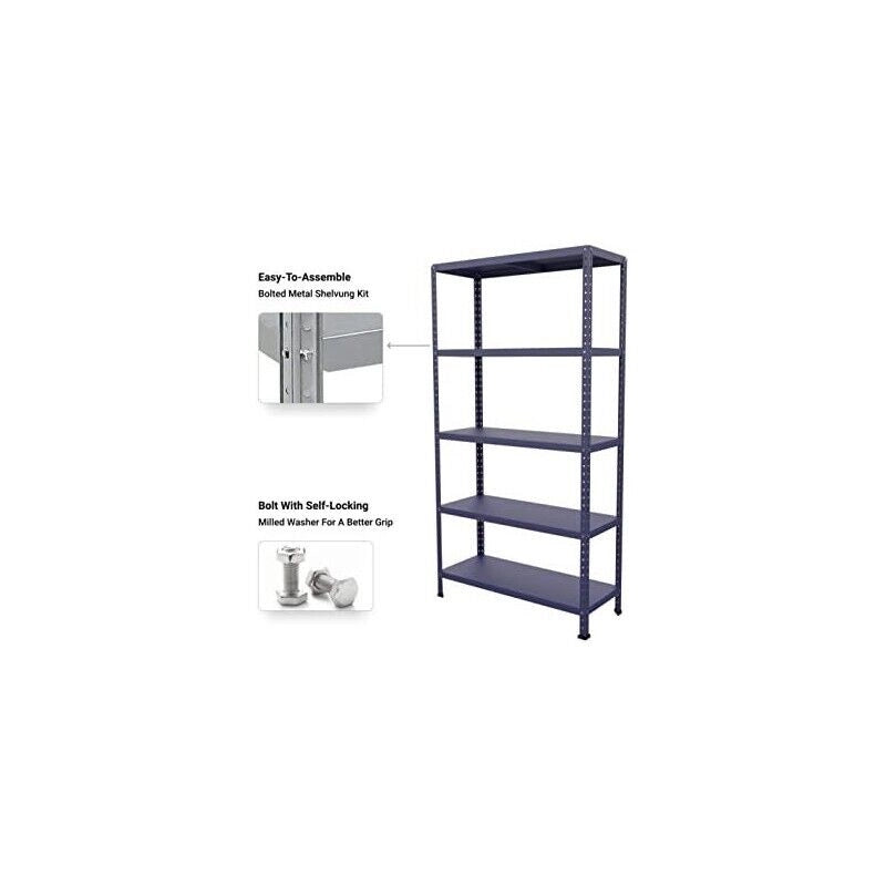 SCAFFALE IN METALLO BLU ETTORE KIT BULLONI 100 X 40 X H 187 CM 5 RIPIANI