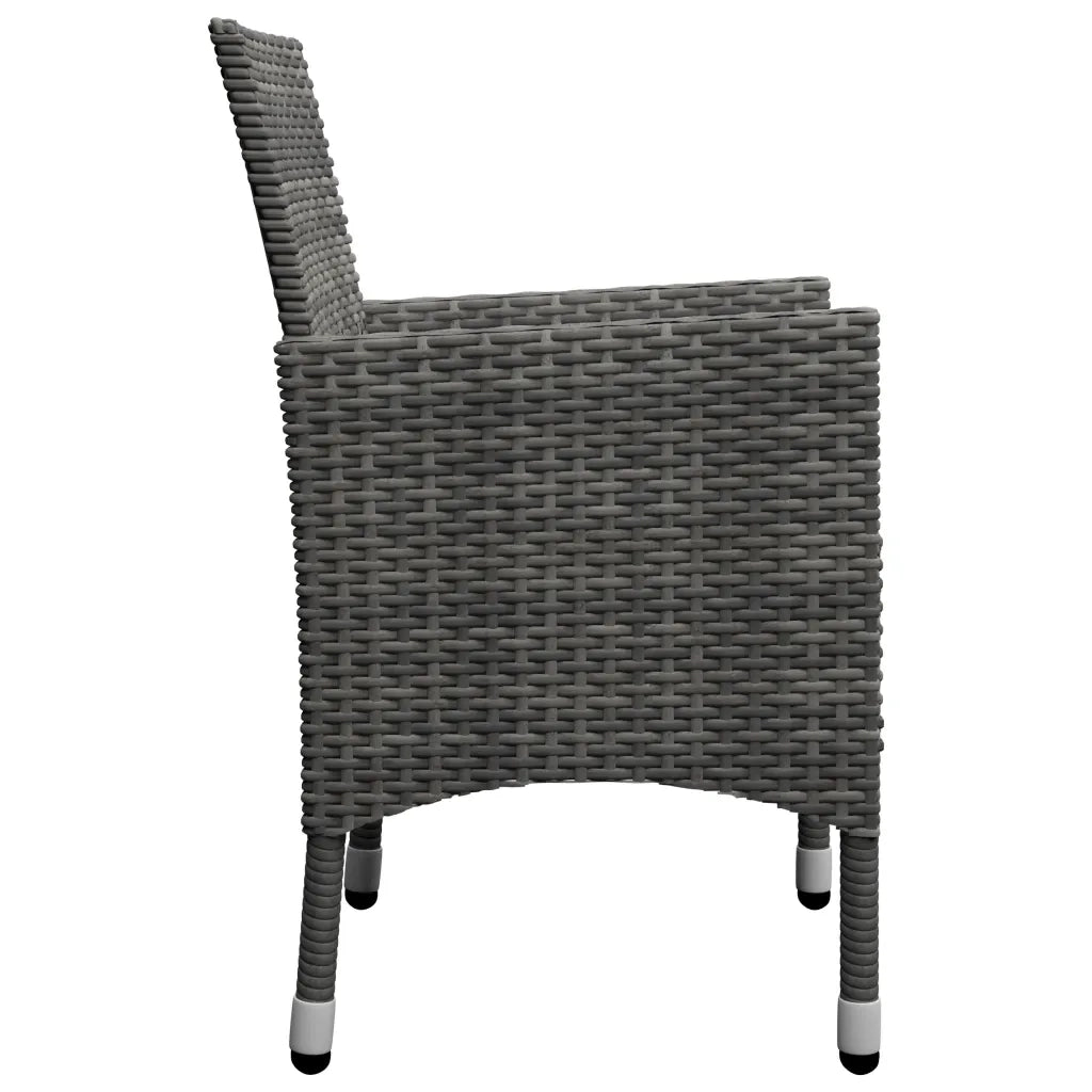 Set Bistrot Giardino 3 pz Polyrattan e Vetro Temperato Grigio cod mxl 37908