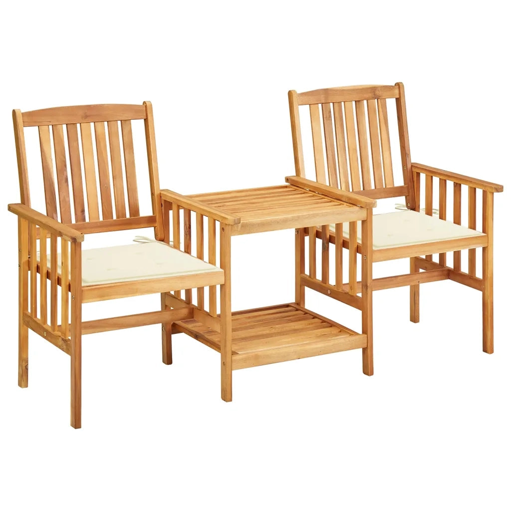 Sedie da Giardino con Cuscini e Tavolino in Massello di Acacia cod mxl 41551
