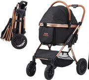 Carriolo per cani - 59x85x105cm - Struttura in alluminio - Trasporto animali - Trasporto di animali domestici - Nero