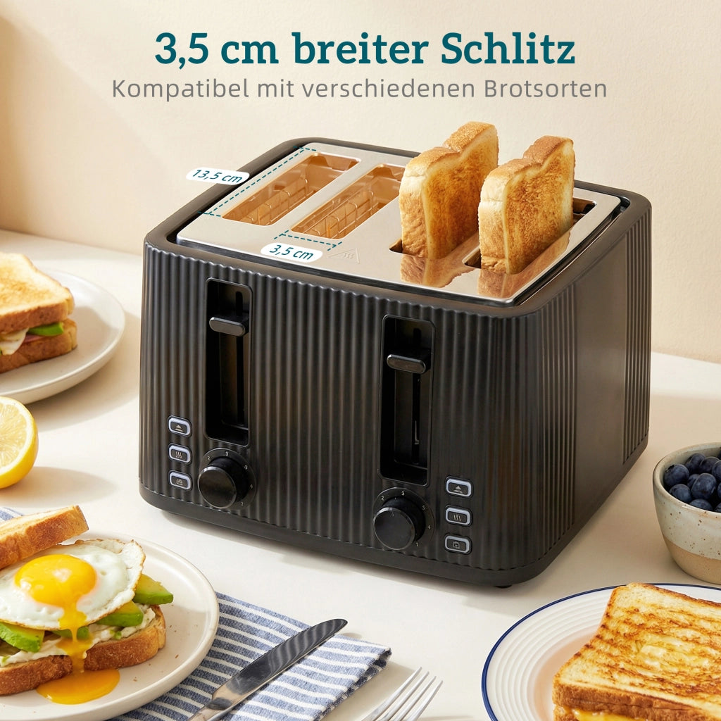 Set Colazione Elettrico - Xylo - Bollitore 1,7L + Tostapane 4 Fette + Cuociuova 6 Uova Nero