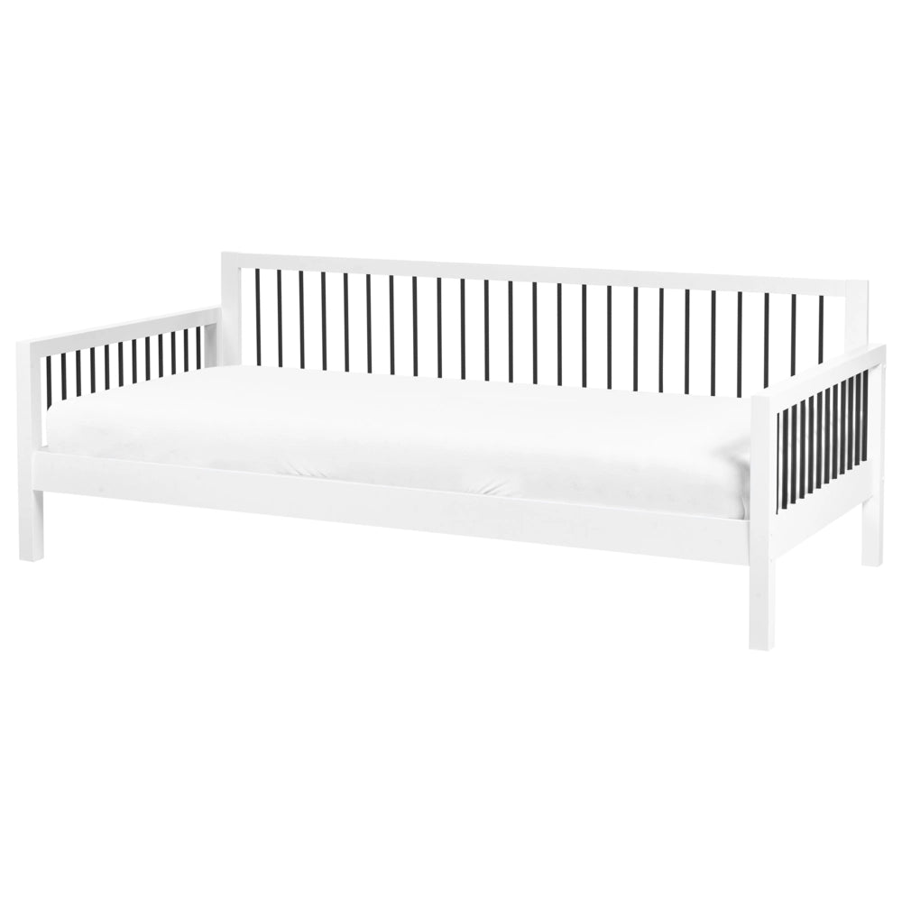 Divano letto 90 x 200 cm con struttura a doghe legno bianco e metallo elegante giardino