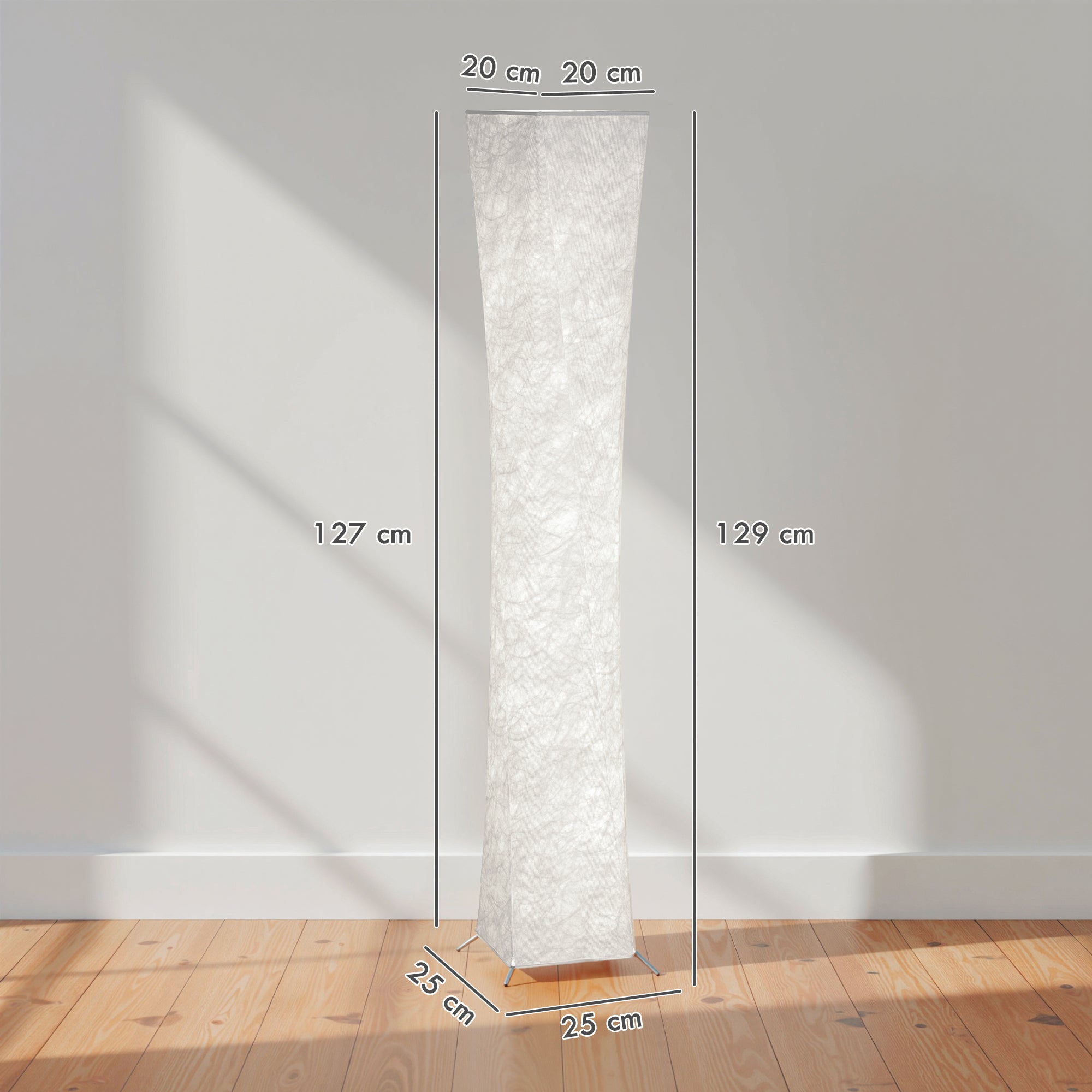 Lampada da Terra Moderna 25x25x129 cm con Interruttore a Pedale in Acciaio e Tessuto Bianco e Argento