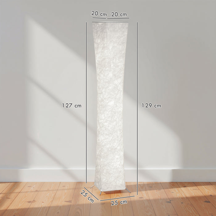 Lampada da Terra Moderna 25x25x129 cm con Interruttore a Pedale in Acciaio e Tessuto Bianco e Argento
