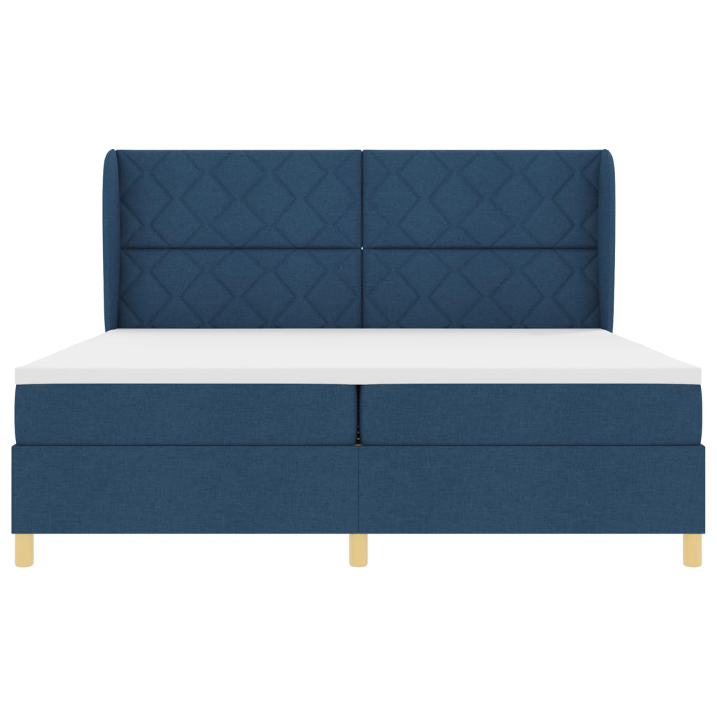 Letto a Box Spring  con Materasso - Blu, 200x200 cm, Tessuto