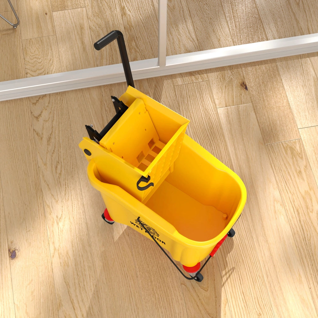 Secchio Lavapavimenti Professionale 36L con Mocio e Strizzatore ¨C Zephmum ¨C Giallo 55x37x65 cm