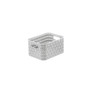 CONTENITORE IN PLASTICA IN MODERNO LOOK RATTAN CESTA COUNTRY 18X14X10CM BIANCA