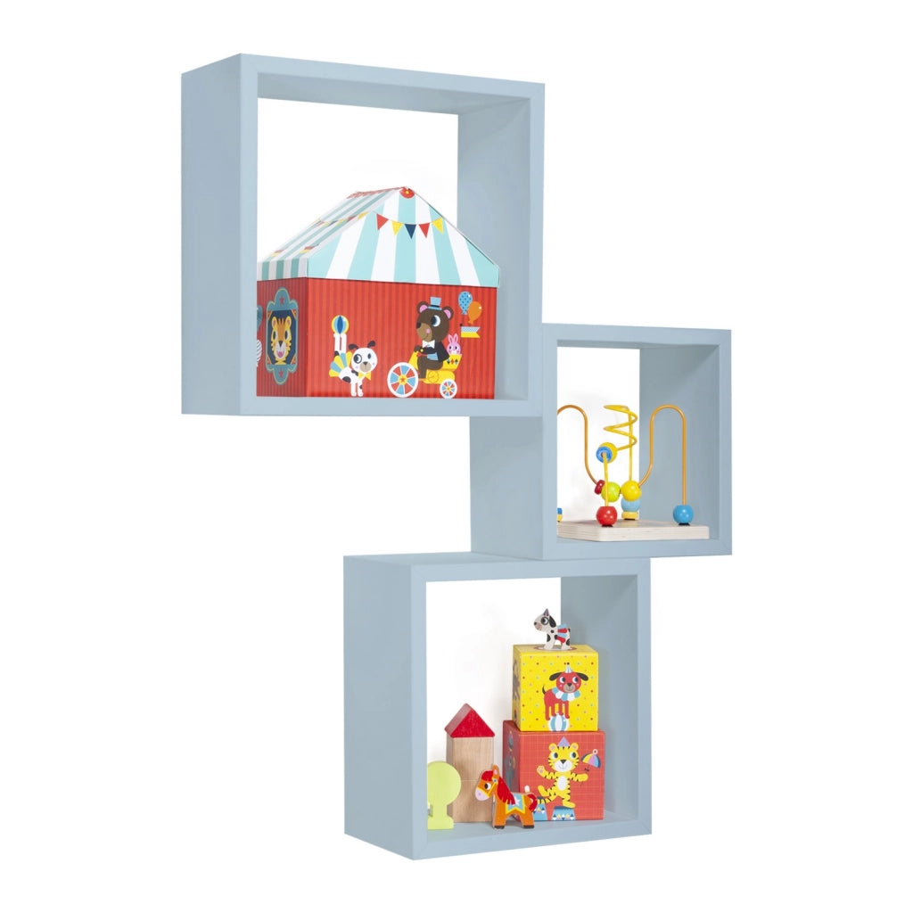 Mensole a cubo da parete set di 3 pz componibile colore Blu mod. InCubo