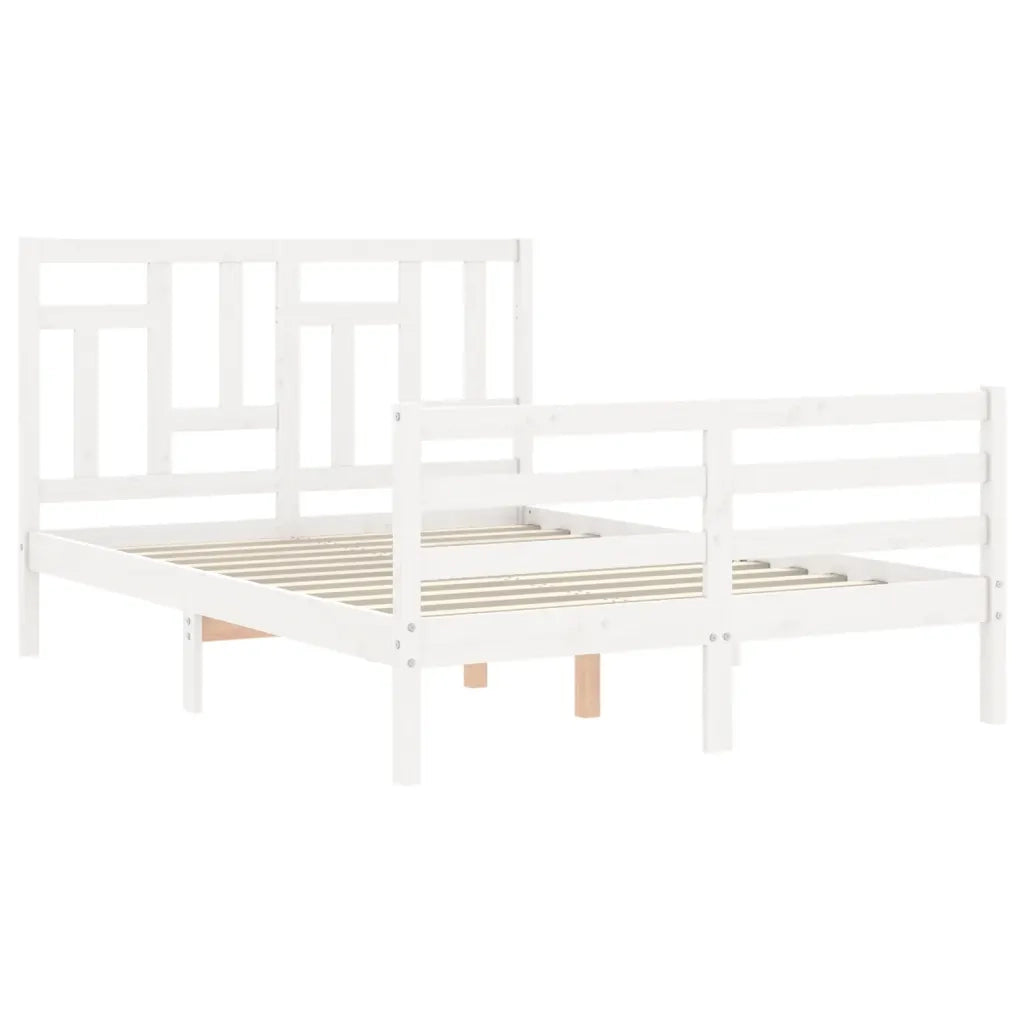 Giroletto con Testiera-Struttura Letto con testiera Bianco 140x200 cm in Legno Massello 524536