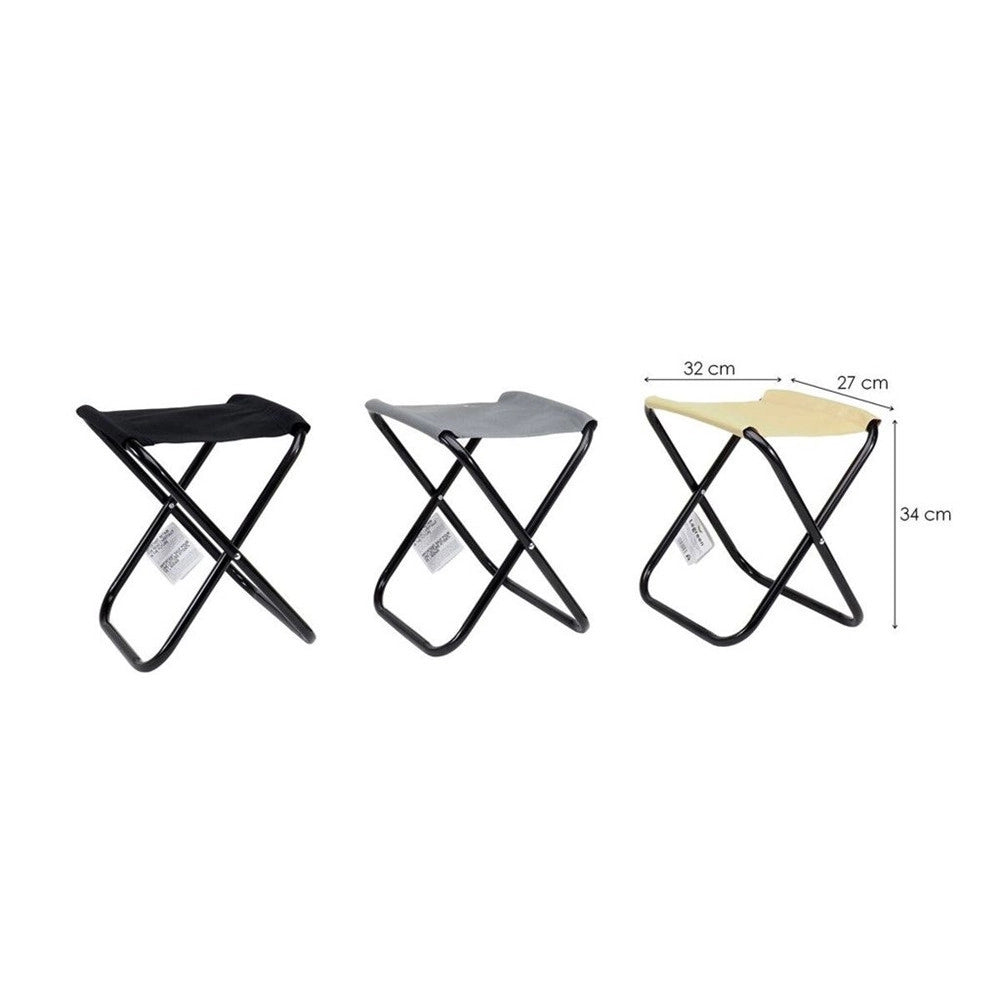 Trade Shop - Set 3pz Sgabello Pieghevole In Metallo Tessuto Per Campeggio Pesca Spiaggia Mare 020228 -