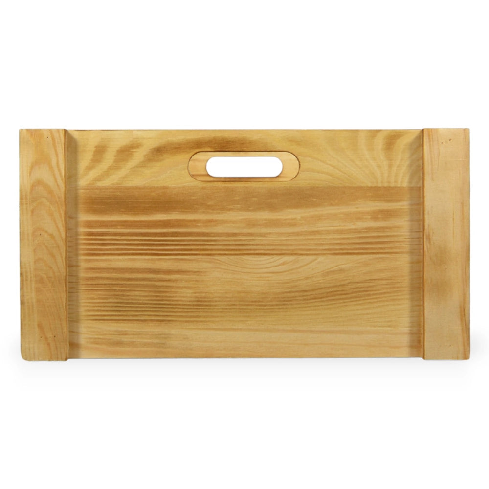 Cassettina Contenitore Portaoggetti in Legno Fiammato con manici cm 39x29x h15