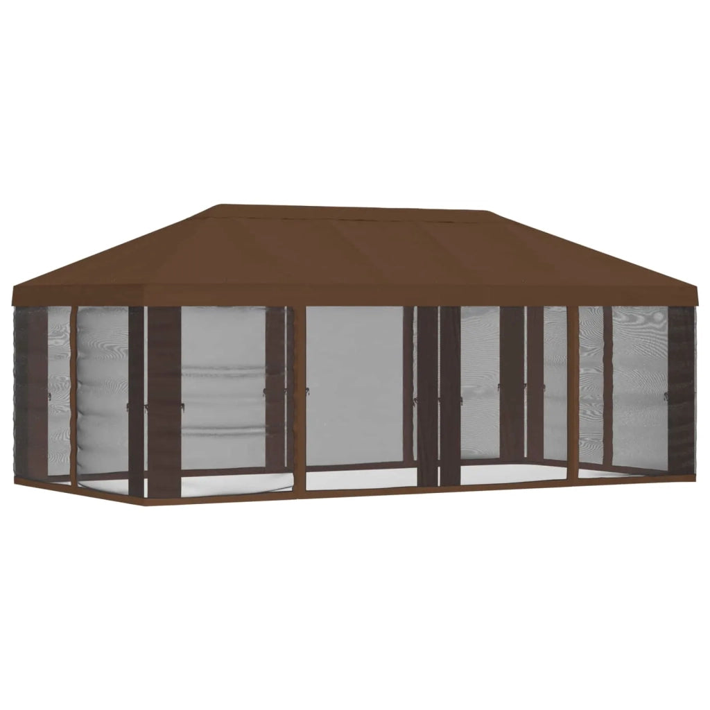 Copertura Gazebo con Pareti Laterali Marrone 600,5 x 300,5 cm 900446