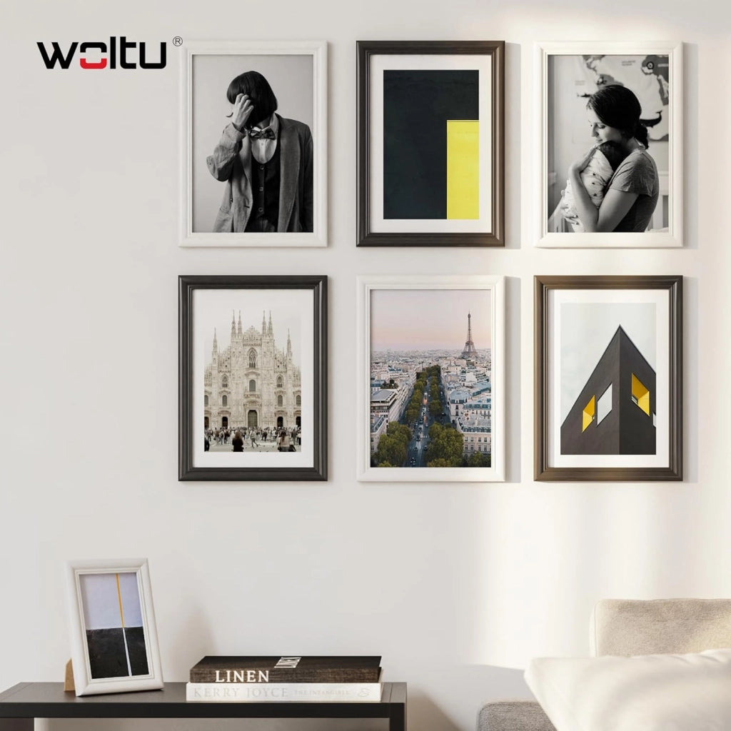 Cornice per Foto 18x24cm Set di 10 da Parete e Tavolo, Portafoto con Cornice in Legno Massello e Pannello in Plastica, Collage Foto, Bianco