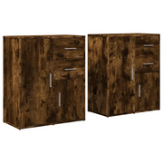 Credenze 2 pz | Madia | Buffet da pranzo | Armadio da pranzo Rovere Fumo 60x31x70 cm in Legno Multistrato