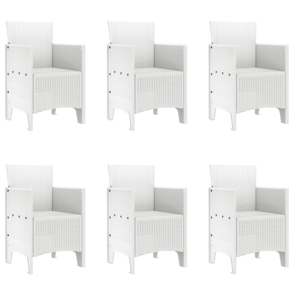 Set da pranzo da giardino 7 pezzi Bianco Polyrattan