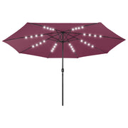 Ombrellone da Giardino-Ombrello da Balcone con Luci LED 400 cm Rosso Bord¨°