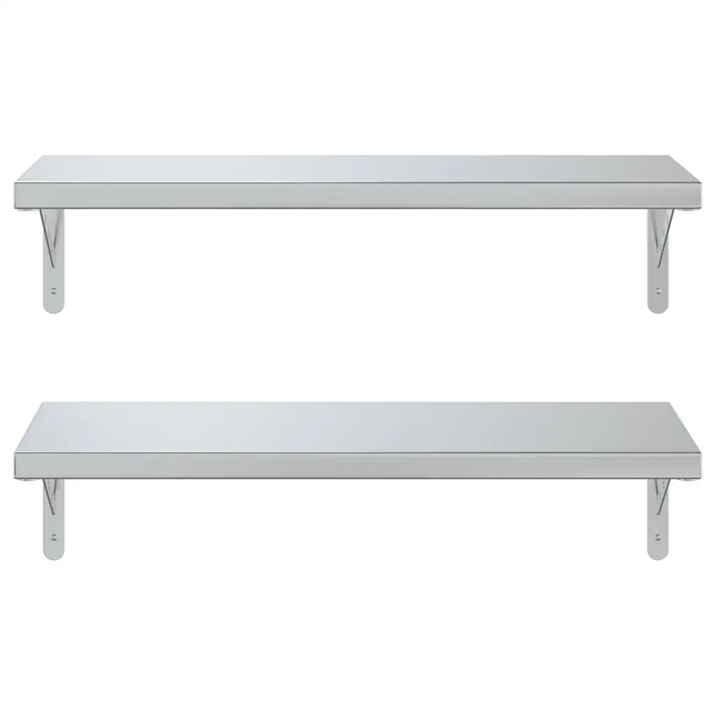 Mensole a Muro 2 pz 75x30 cm Argento in Acciaio Inossidabile