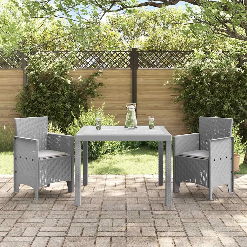 Set da Pranzo per Giardino 3 pcs Grigio chiaro Polipropilene