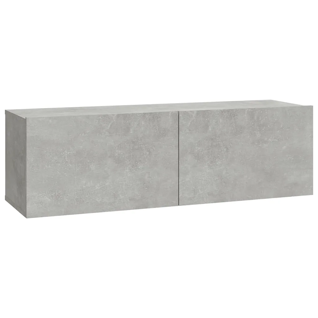 Mobili TV da Parete 2 pz-Credenza TV-Console TV Grigio Cemento 100x30x30 cm in Legno