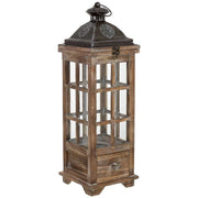 Lanterna in legno marrone 18x18x57,5h cm