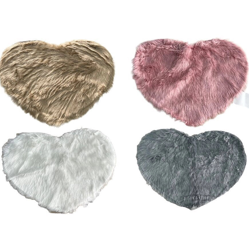 Trade Shop - Tappeto Cute Cuore Pelliccia Fluffy Vari Colori Living Stanza Da Letto 70x90 Cm -