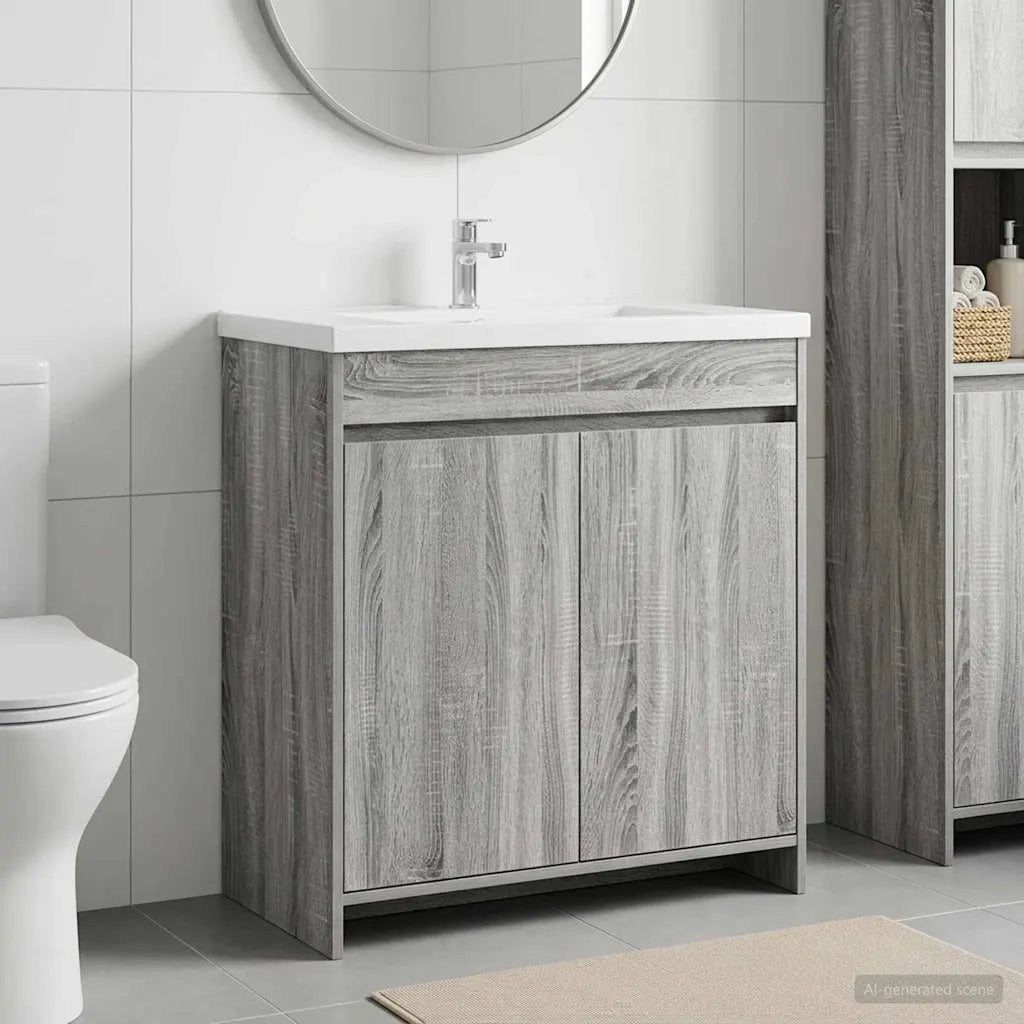 Mobiletto da Bagno Sotto Lavabo Sonoma grigio 890789