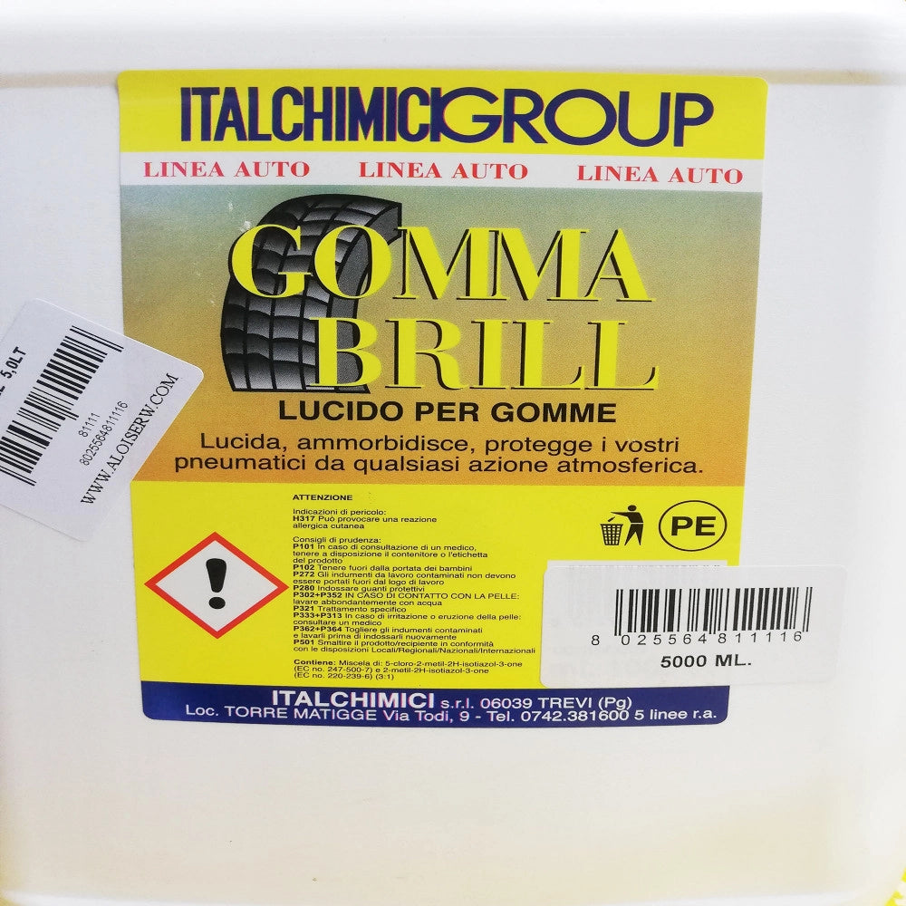 Italchimici gomma brill 5lt nero gomme protettivo ravvivante per pneumatici guarnizioni tappetini