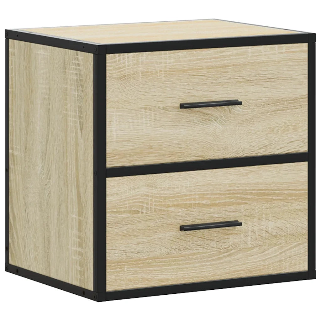 Set di 2 Comodini | Armadio da Notte | Mobiletto da notte a Muro Rovere Sonoma 40x31x39,5 cm