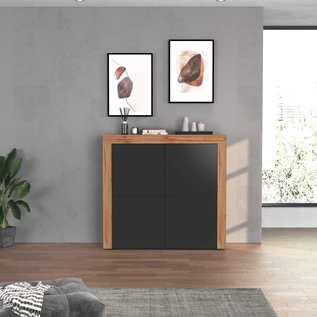 WHOUS Madia Chronos a 4 ante antracite opaco e rovere 140x40x130 cm