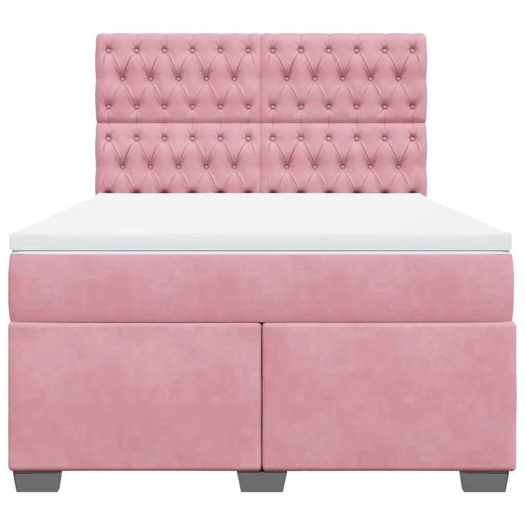 Giroletto a Molle con Materasso Rosa 140x200 cm in Velluto 3290941