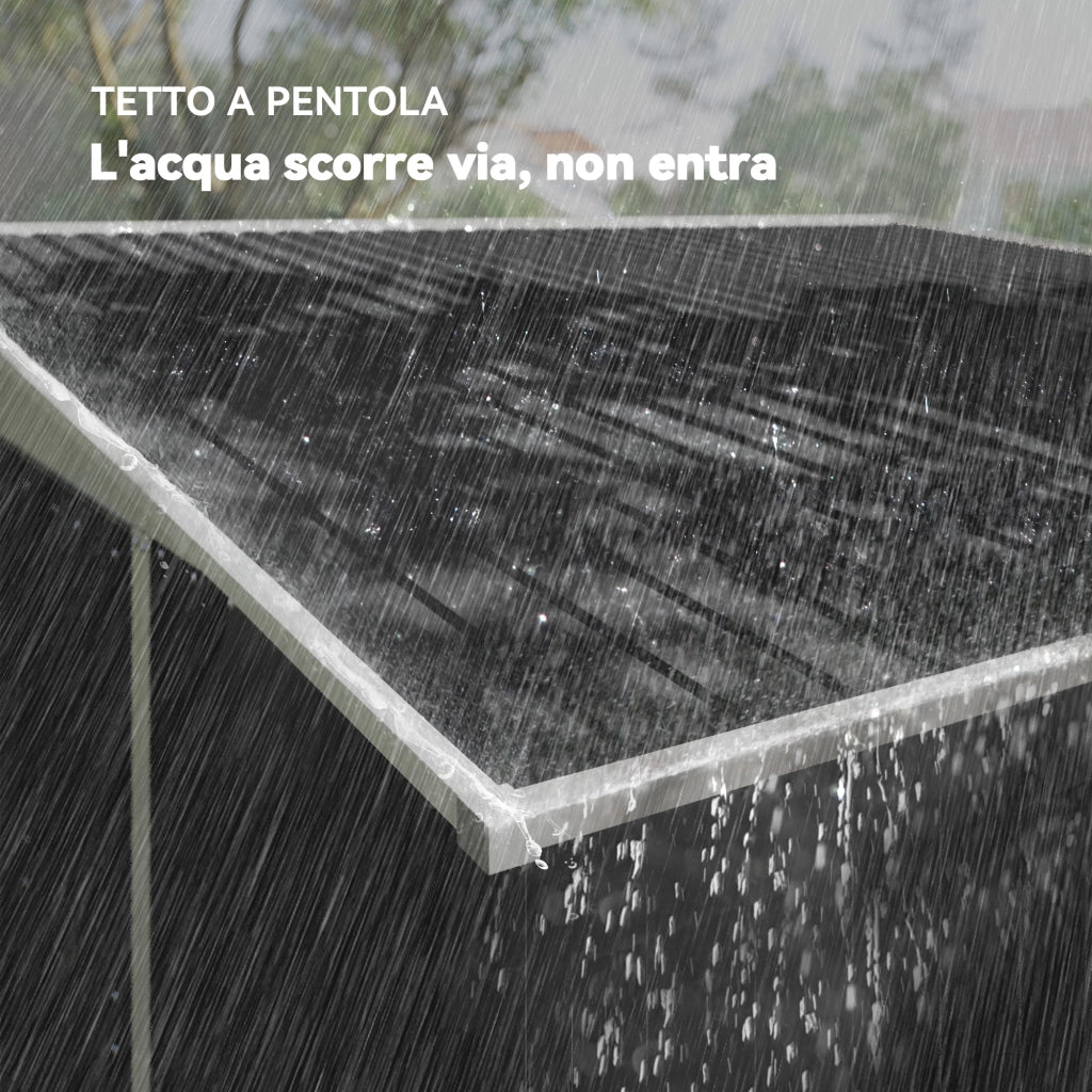 Casetta Porta Attrezzi da Giardino ¨C zephmum ¨C Acciaio, Nero, 345x280.5x169-201cm